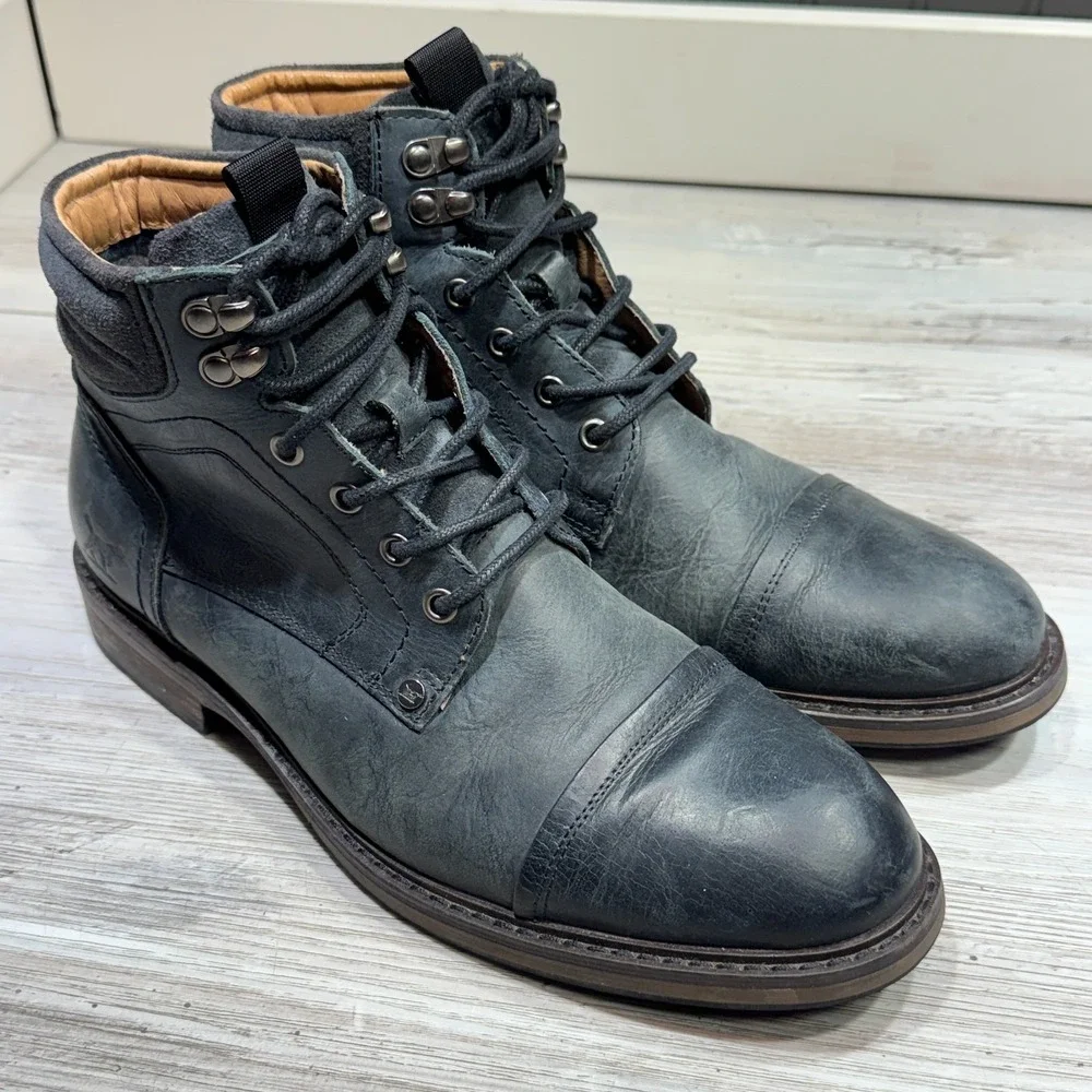 Rodd & Gunn Men's Dunedin Leather‎ Lace-Up Military Boots Size EUR 41 Black